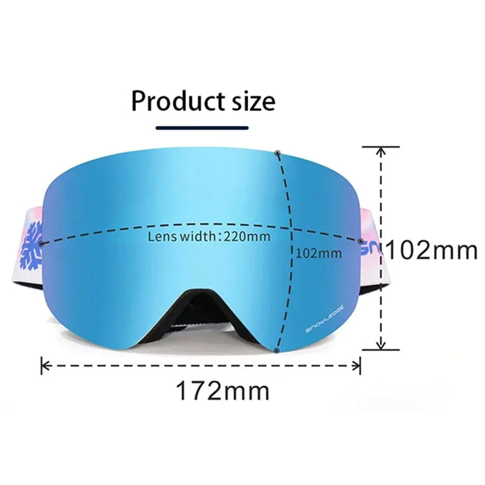 SNOWLEDGE HB-197B Sports Magnetic Ski Goggles Boardless Double Layer Anti-Fog Ski Glasses Skiing Gear - Blue - 6