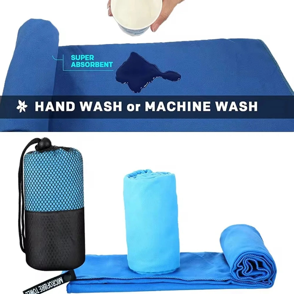 WY1003 40x60cm Double-Sided Quick-Drying Towel Microfiber Sports Fitness Yoga Beach Towel - Sky Blue - 2