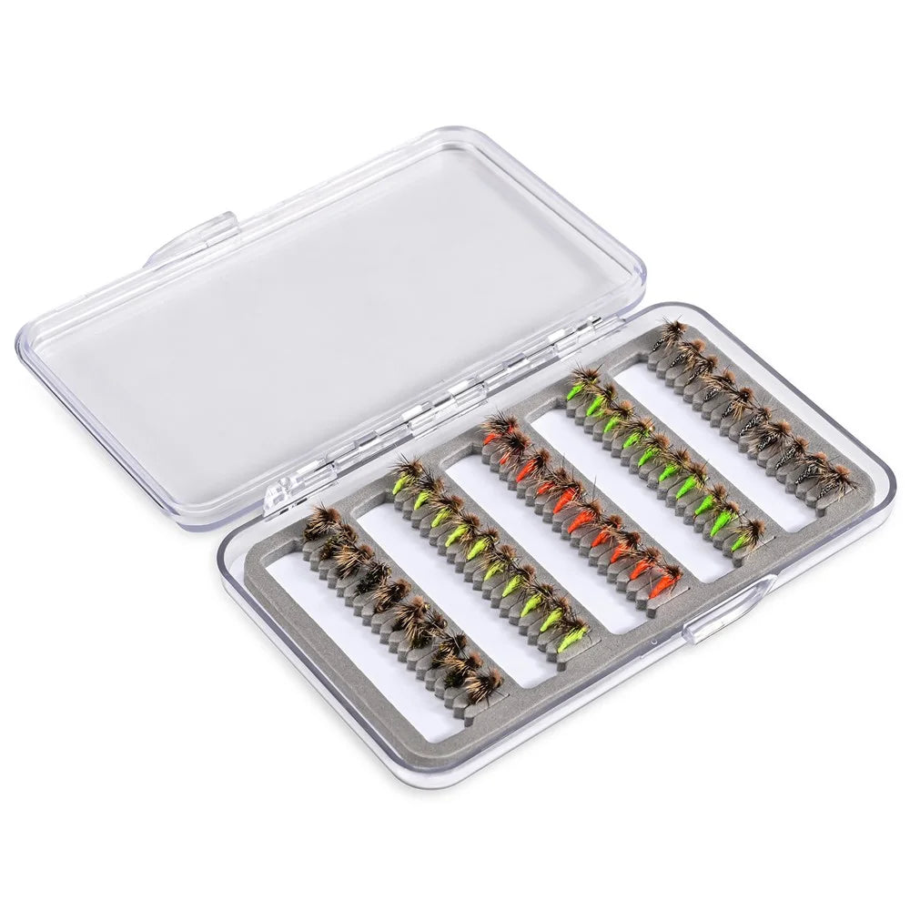 LEO 28254 50Pcs Fly Fishing Lures Kit Artificial Bait for Bass Trout Salmon Fishing Accessories - Insect - 1