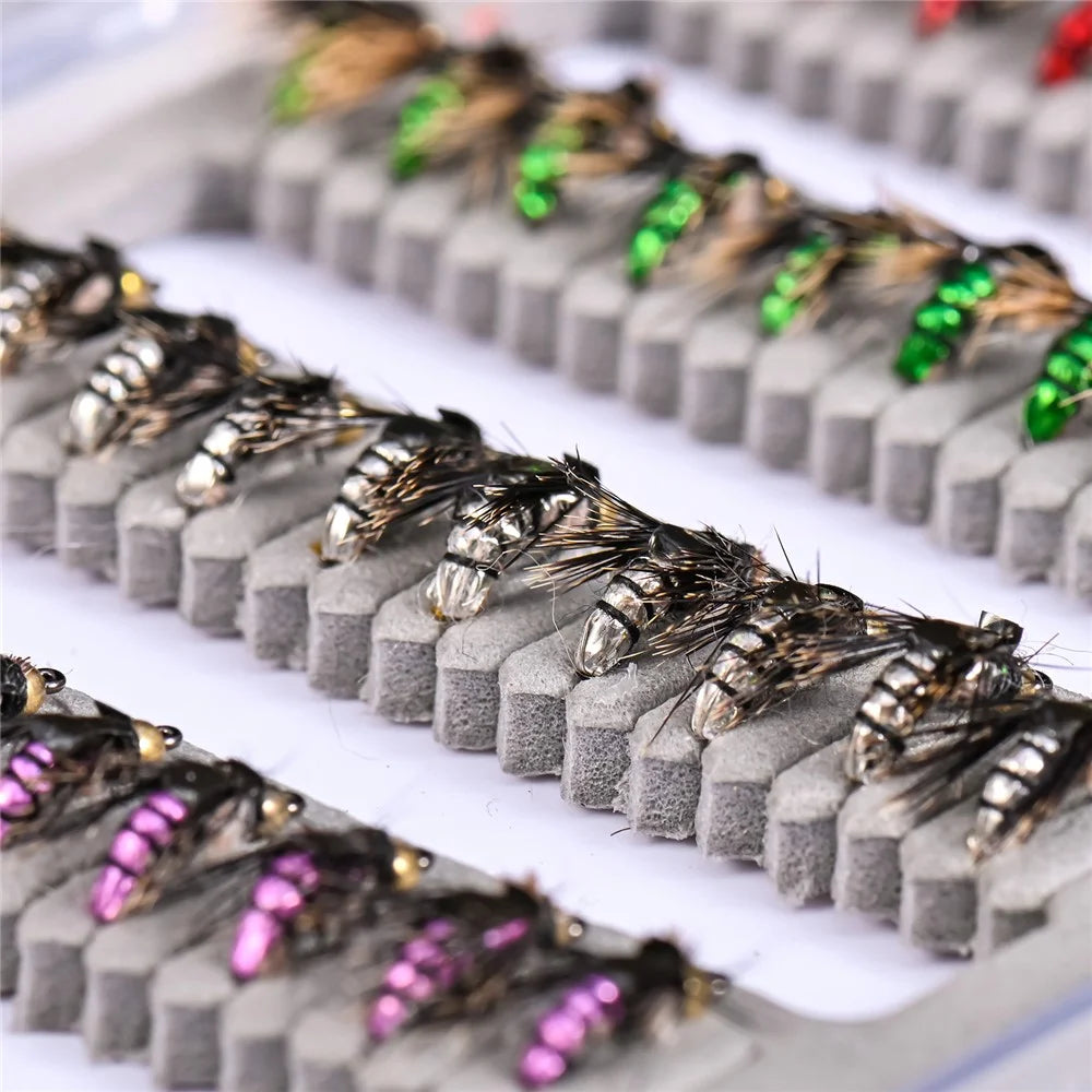 LEO 28254 50Pcs Fly Fishing Lures Kit Artificial Bait for Bass Trout Salmon Fishing Accessories - Insect - 5