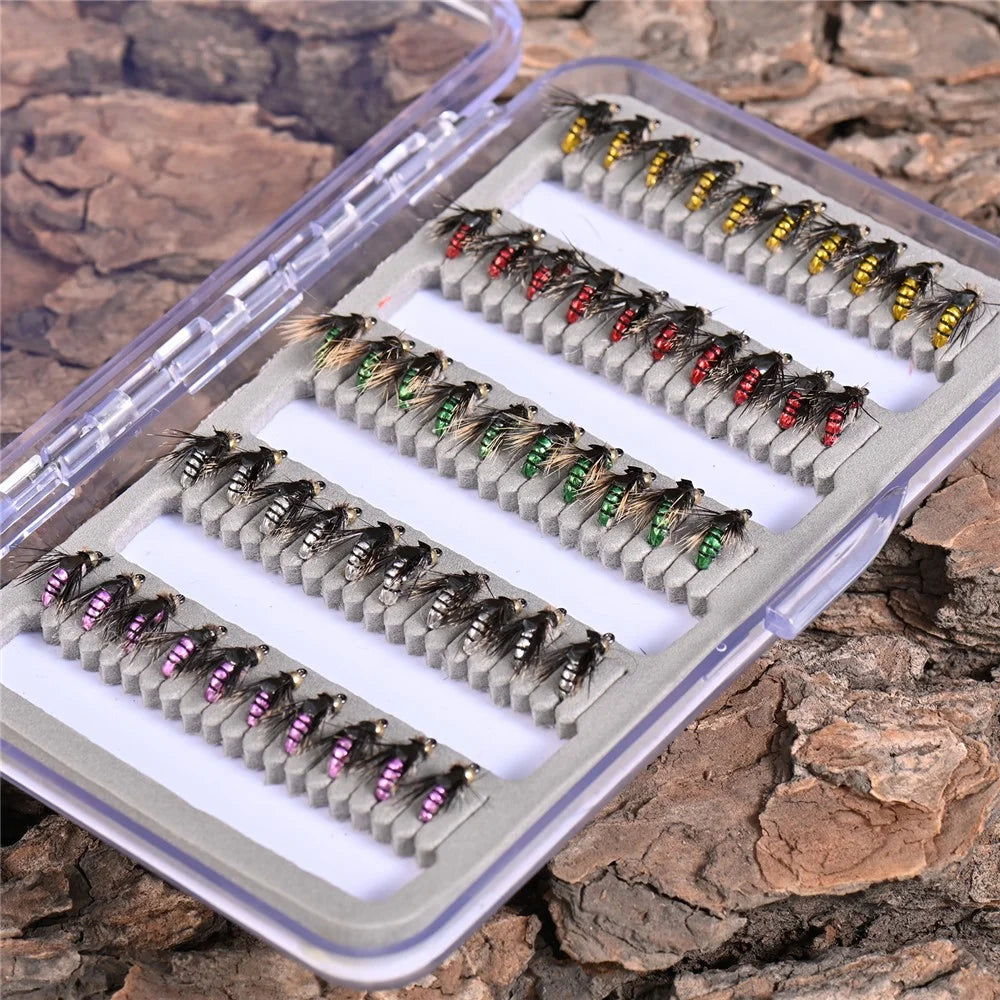 LEO 28254 50Pcs Fly Fishing Lures Kit Artificial Bait for Bass Trout Salmon Fishing Accessories - Insect - 6