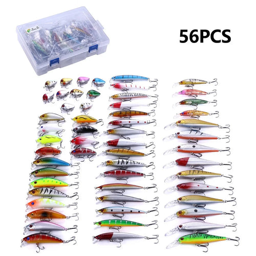 HENGJIA 56Pcs Fishing Lure Long Distance Casting Artificial Fish Bait Kit - 1
