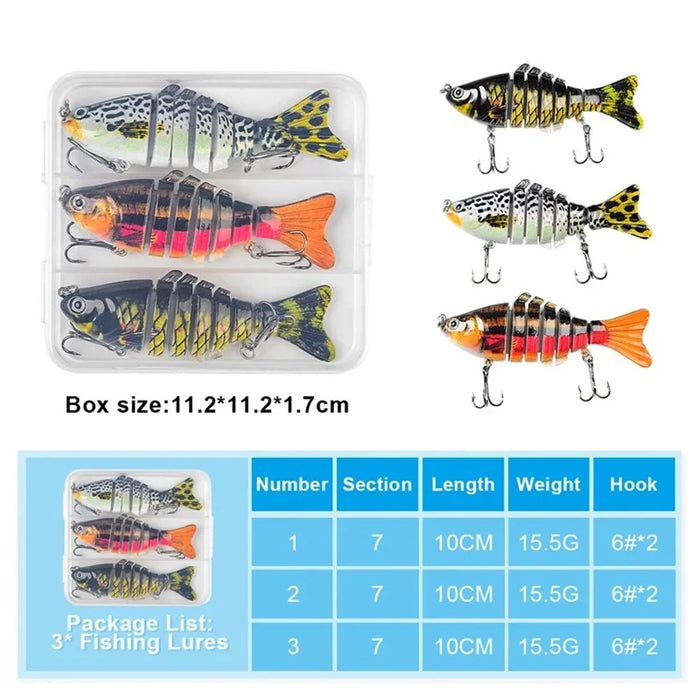 3Pcs 10cm 15g Fishing Lures Set Multi-Jointed Crankbait Hard Bait Artificial Lure with Storage Box - B - 6