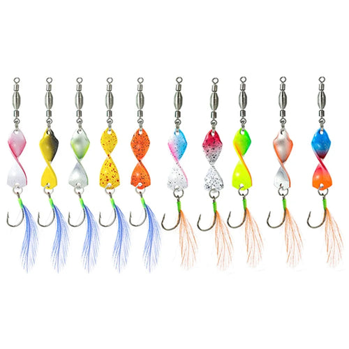A298 10Pcs Spinning Spoon Lure Set 360 Degree Rotation Metal Fishing Bait with Storage Box - 1