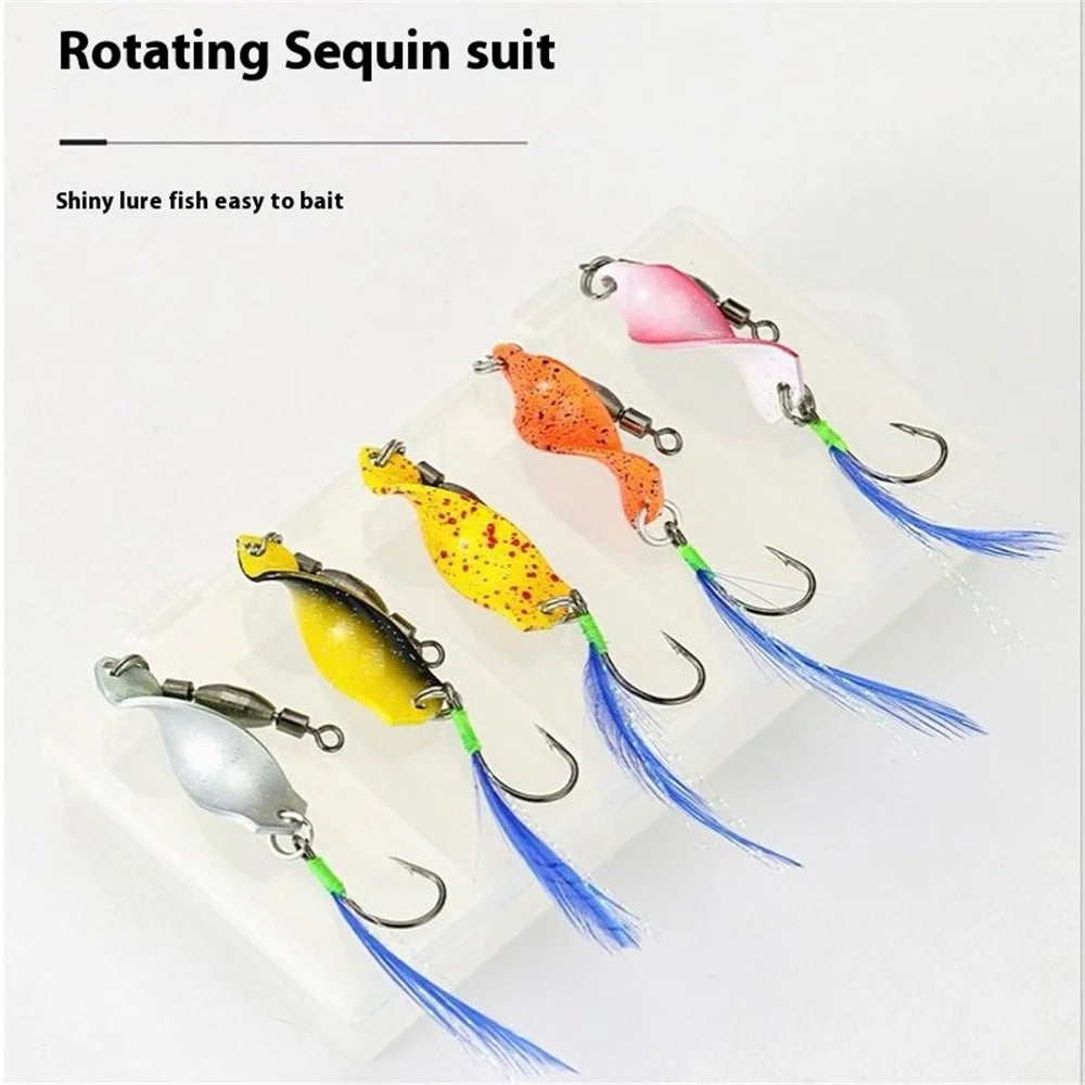 A298 10Pcs Spinning Spoon Lure Set 360 Degree Rotation Metal Fishing Bait with Storage Box - 7