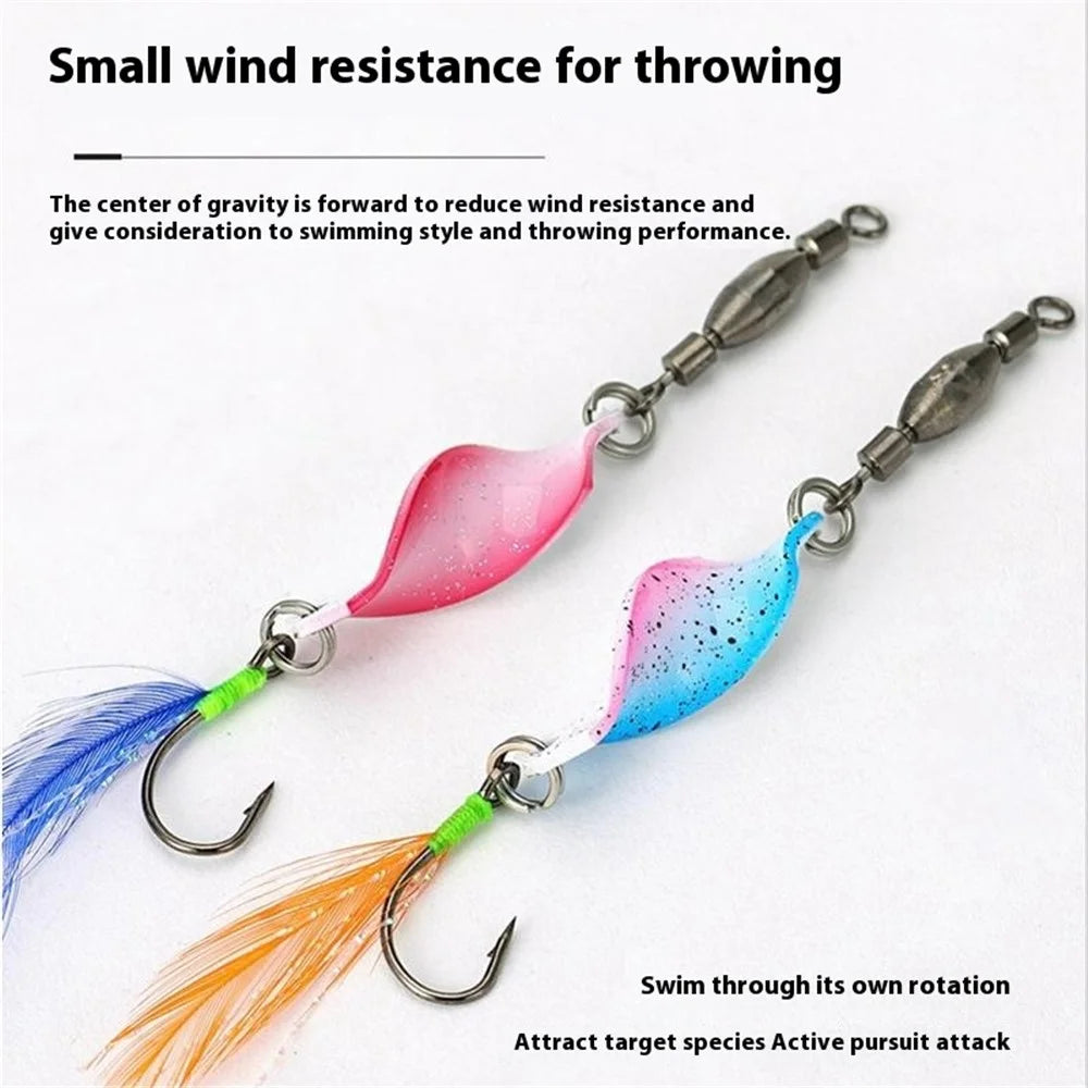 A298 5Pcs Spinning Spoon Lure Set 360 Degree Rotation Metal Fishing Bait with Storage Box - Blue - 4