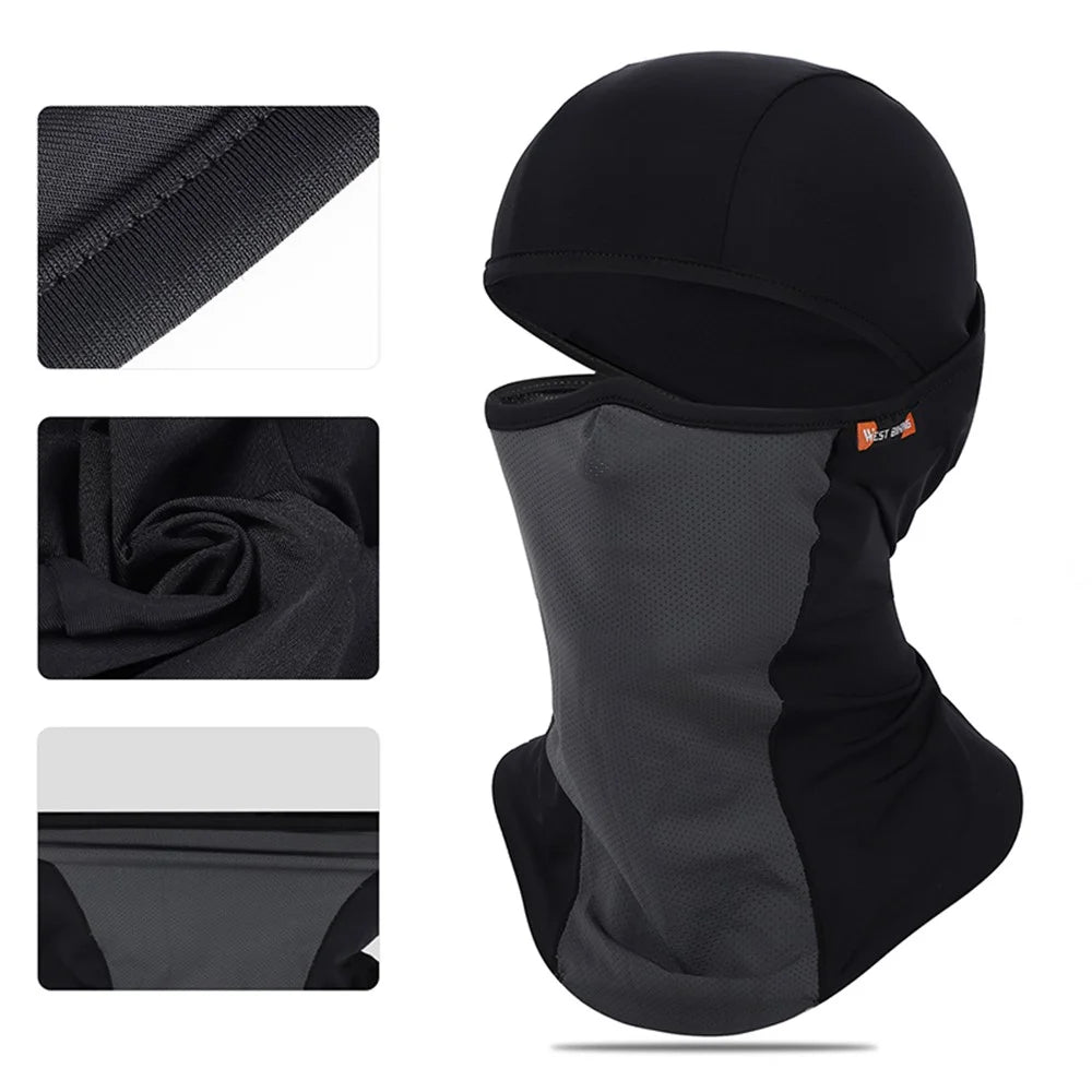 WEST BIKING Unisex Ice Silk Full Protection Sunscreen Mask Scarf Summer Outdoor Sports Headgear - Black - 2