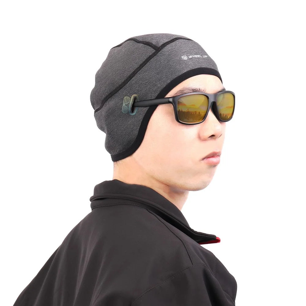 WHEEL UP Cycling Skull Cap Helmet Winter Sports Beanie Windproof Thermal Fleece Cycling Hat - Grey - 3