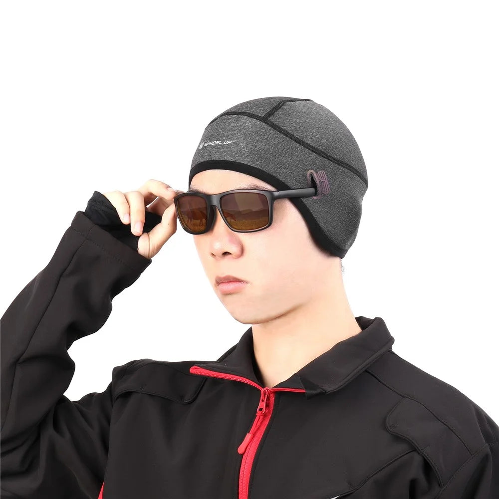 WHEEL UP Cycling Skull Cap Helmet Winter Sports Beanie Windproof Thermal Fleece Cycling Hat - Grey - 4