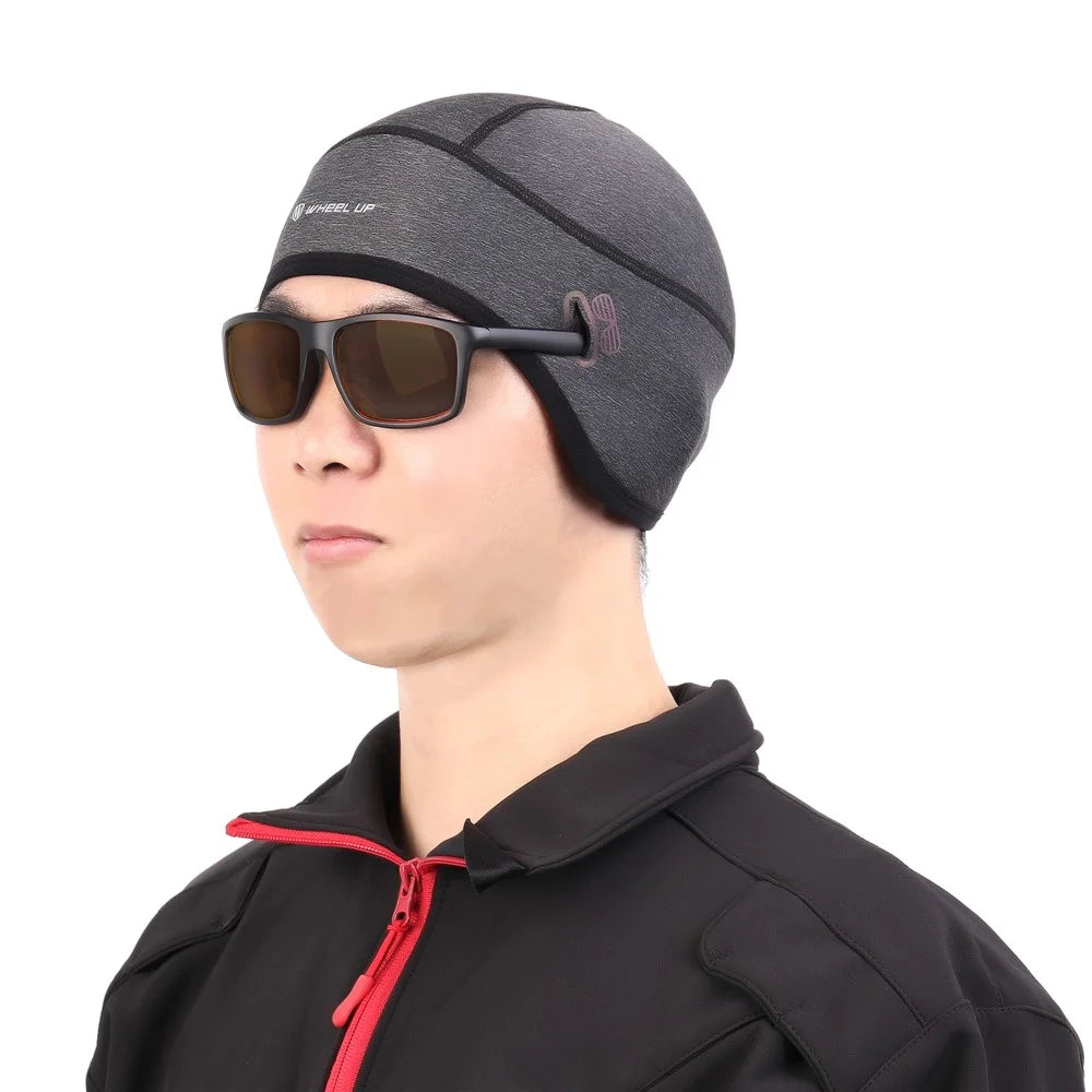 WHEEL UP Cycling Skull Cap Helmet Winter Sports Beanie Windproof Thermal Fleece Cycling Hat - Grey - 5
