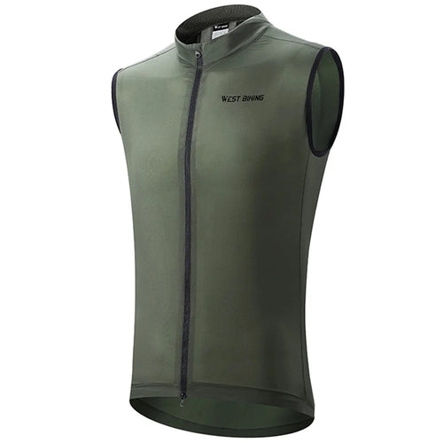 WEST BIKING YP0206171 Unisex Cycling Zipper Vest Windproof Breathable Sleeveless Top - Green S - 1