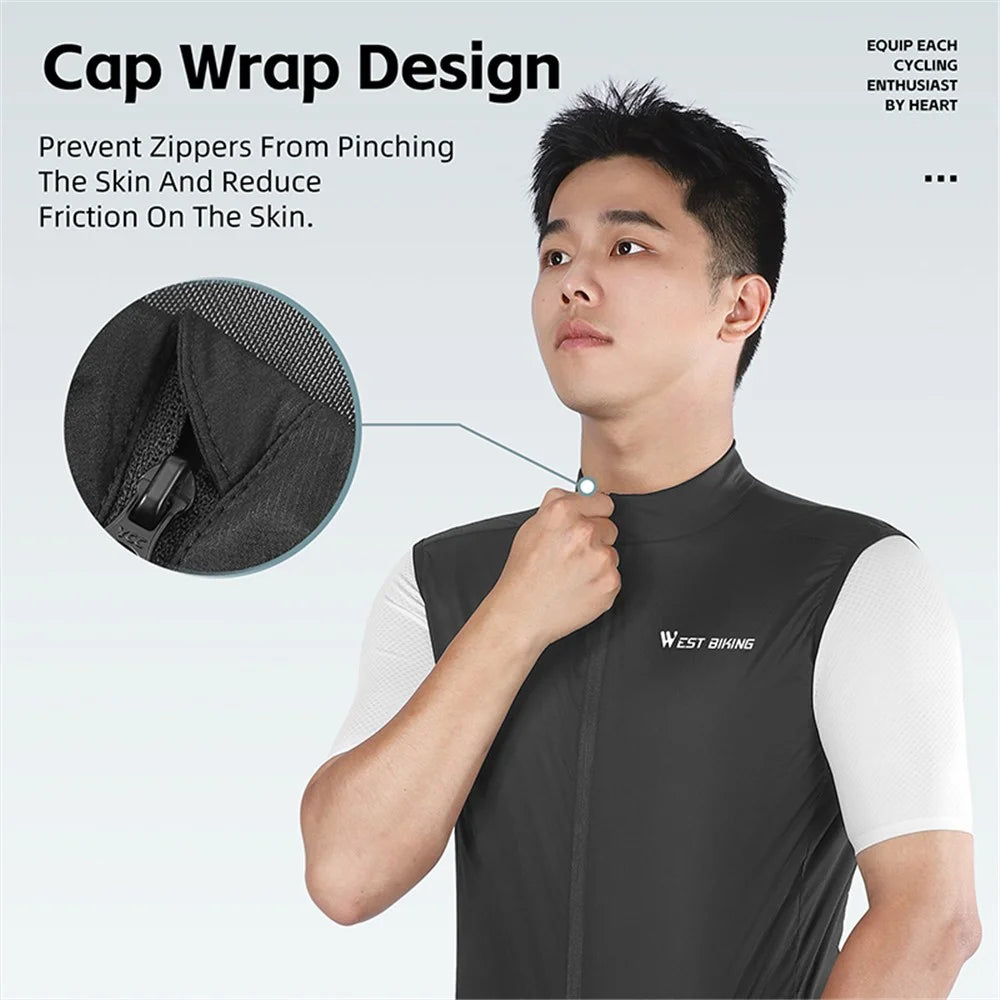 WEST BIKING YP0206171 Unisex Cycling Zipper Vest Windproof Breathable Sleeveless Top - Green S - 5