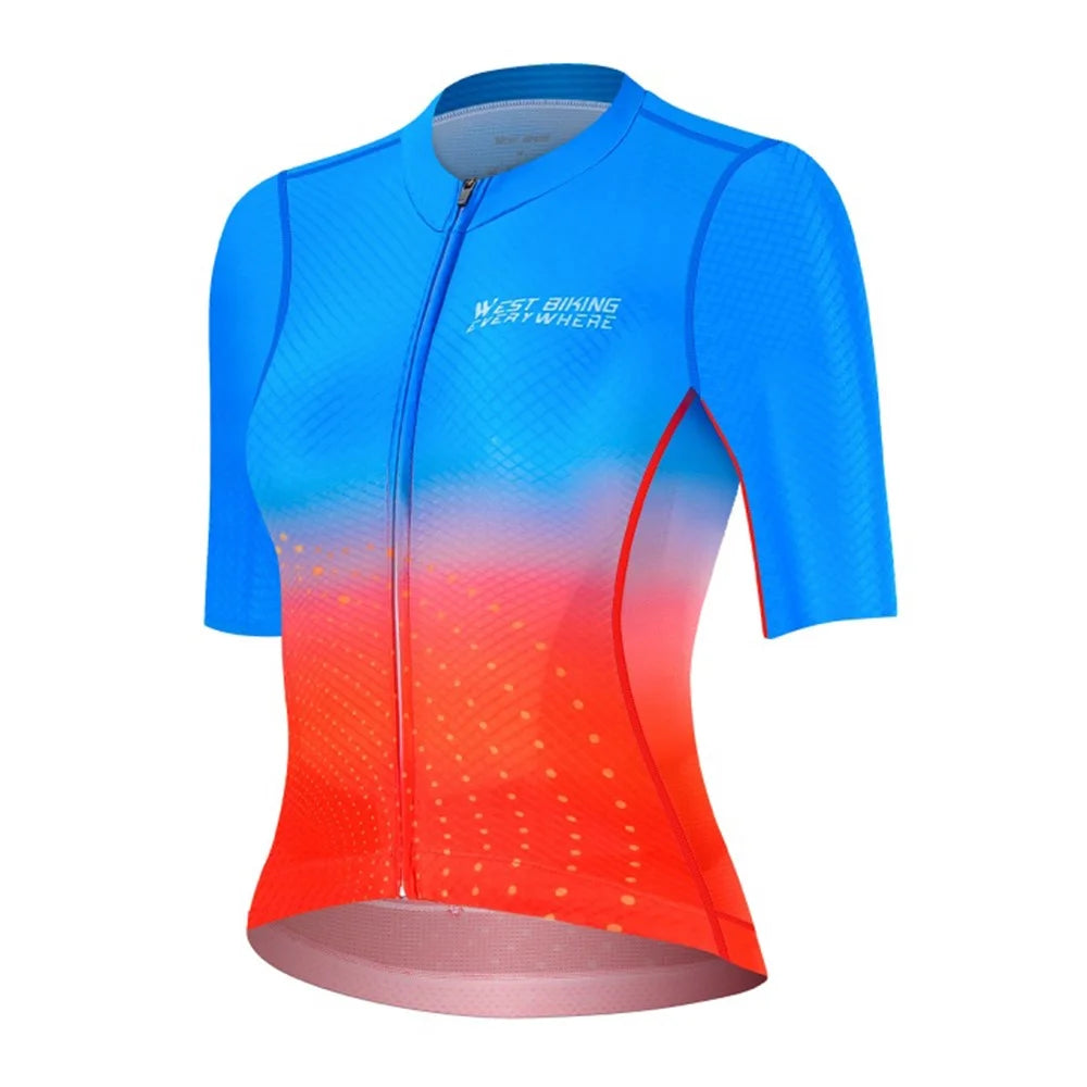 WEST BIKING YP0206173 Summer Breathable Cycling Jersey Reflective Short Sleeve Zipper Bike Top - S - 1