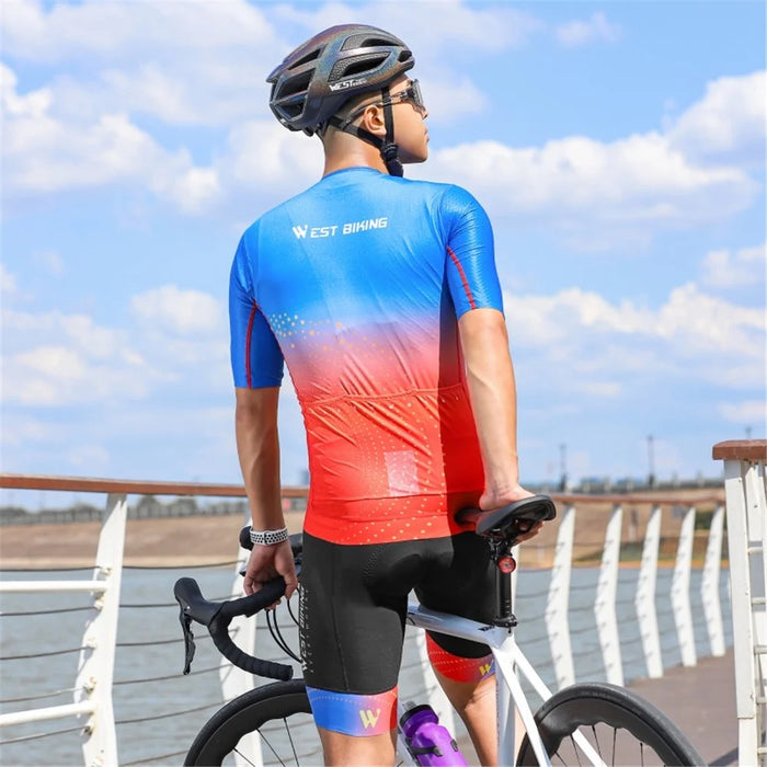 WEST BIKING YP0206173 Summer Breathable Cycling Jersey Reflective Short Sleeve Zipper Bike Top - S - 3
