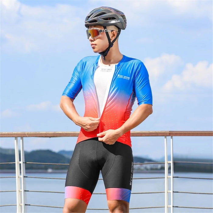 WEST BIKING YP0206173 Summer Breathable Cycling Jersey Reflective Short Sleeve Zipper Bike Top - S - 4