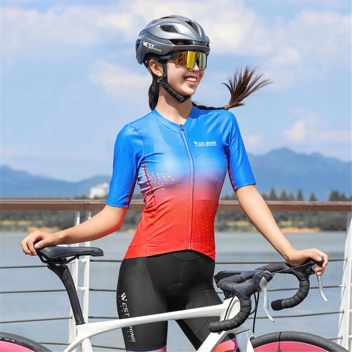 WEST BIKING YP0206173 Summer Breathable Cycling Jersey Reflective Short Sleeve Zipper Bike Top - S - 5