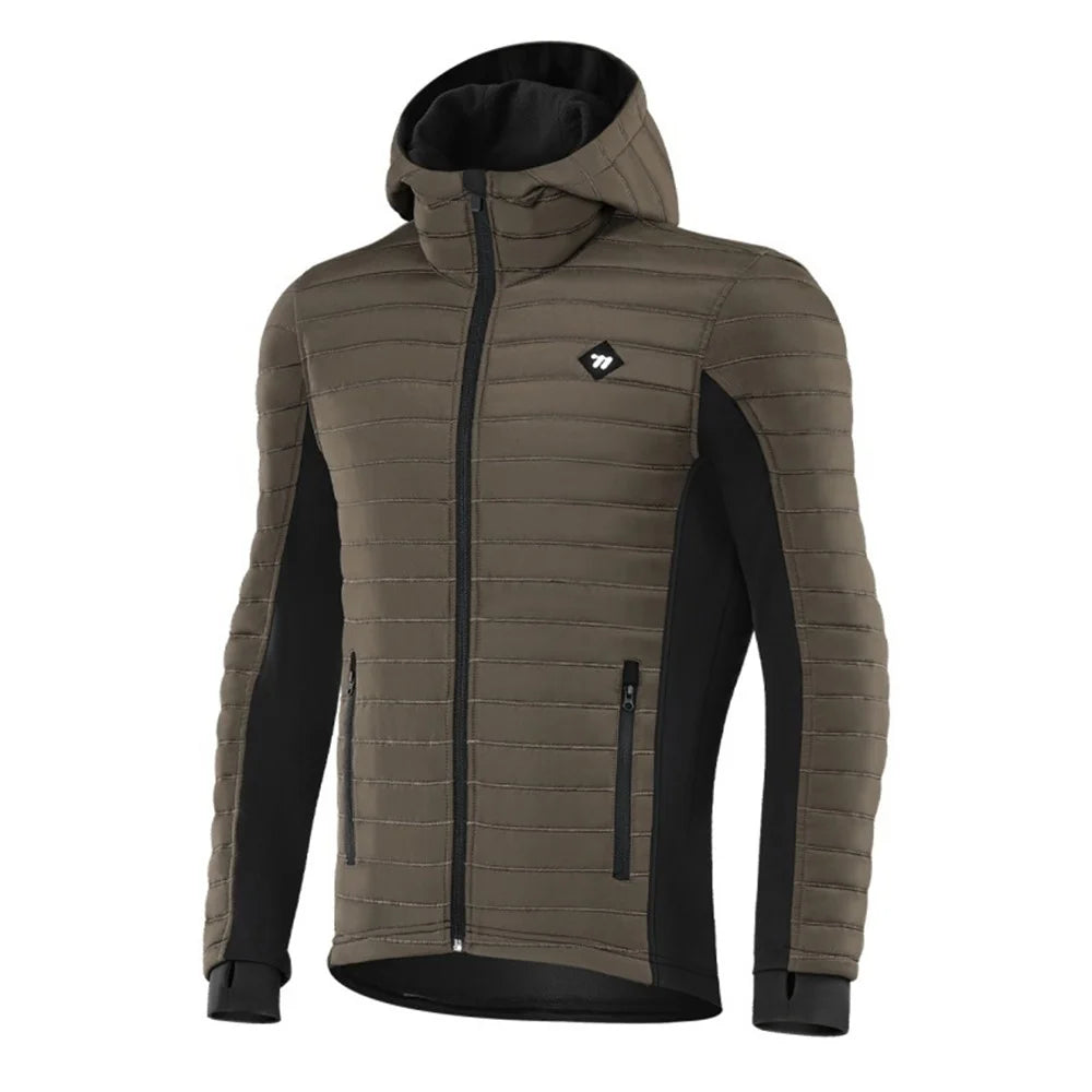 WEST BIKING YP0202335 Autumn Winter Keep Warm Windproof Cycling Coat High Collar Hood Jacket - Brown / M - 1