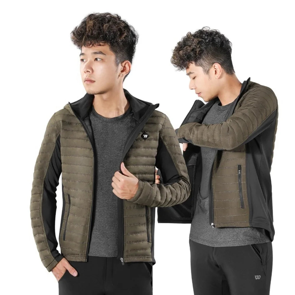 WEST BIKING YP0202335 Autumn Winter Keep Warm Windproof Cycling Coat High Collar Hood Jacket - Brown / M - 5