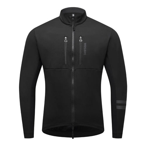 WOSAWE BE206 Autumn Winter Men Cycling Jacket Windproof Zipper Sports Coat - Black Asia M / Europe S - 1