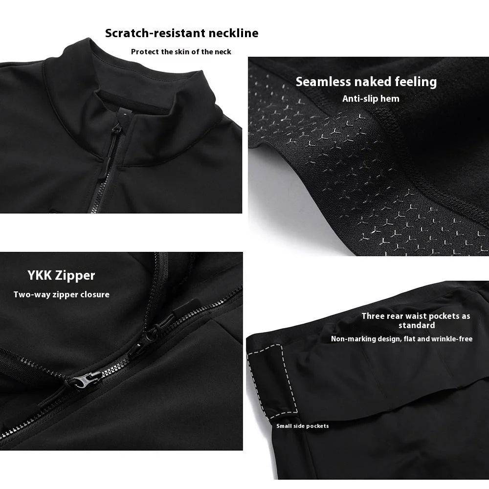WOSAWE BE206 Autumn Winter Men Cycling Jacket Windproof Zipper Sports Coat - Black Asia M / Europe S - 3