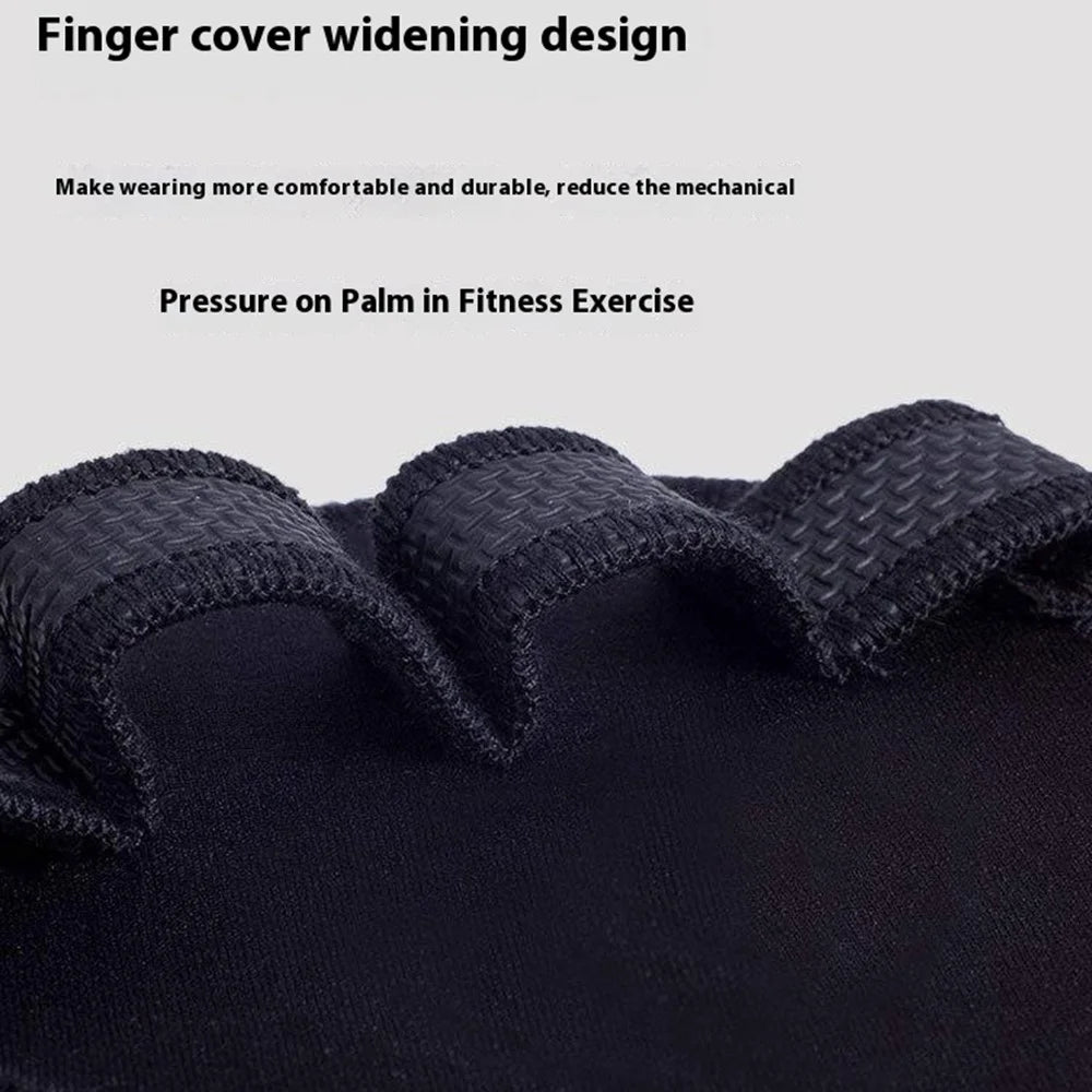 1 Pair Four Finger Weightlifting Gloves Anti Slip Gym Workout Fitness Gloves Palm Protector - Black - 6