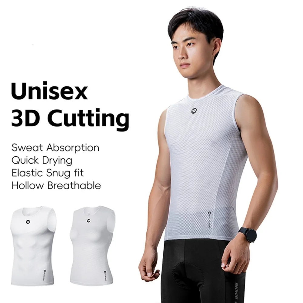 WEST BIKING YP0209024 Bike Cycling Moisture Wicking Vest Unisex Breathable Sleeveless Undershirt - White XL / XXL - 3