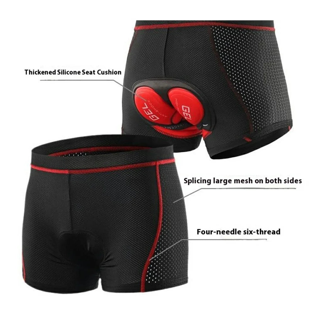 ARSUXEO 001C Outdoor Cycling Shorts Padded Breathable Quick Dry Bike Riding Boxer Briefs - Asian Size M (European Size S) - Red Line - 2