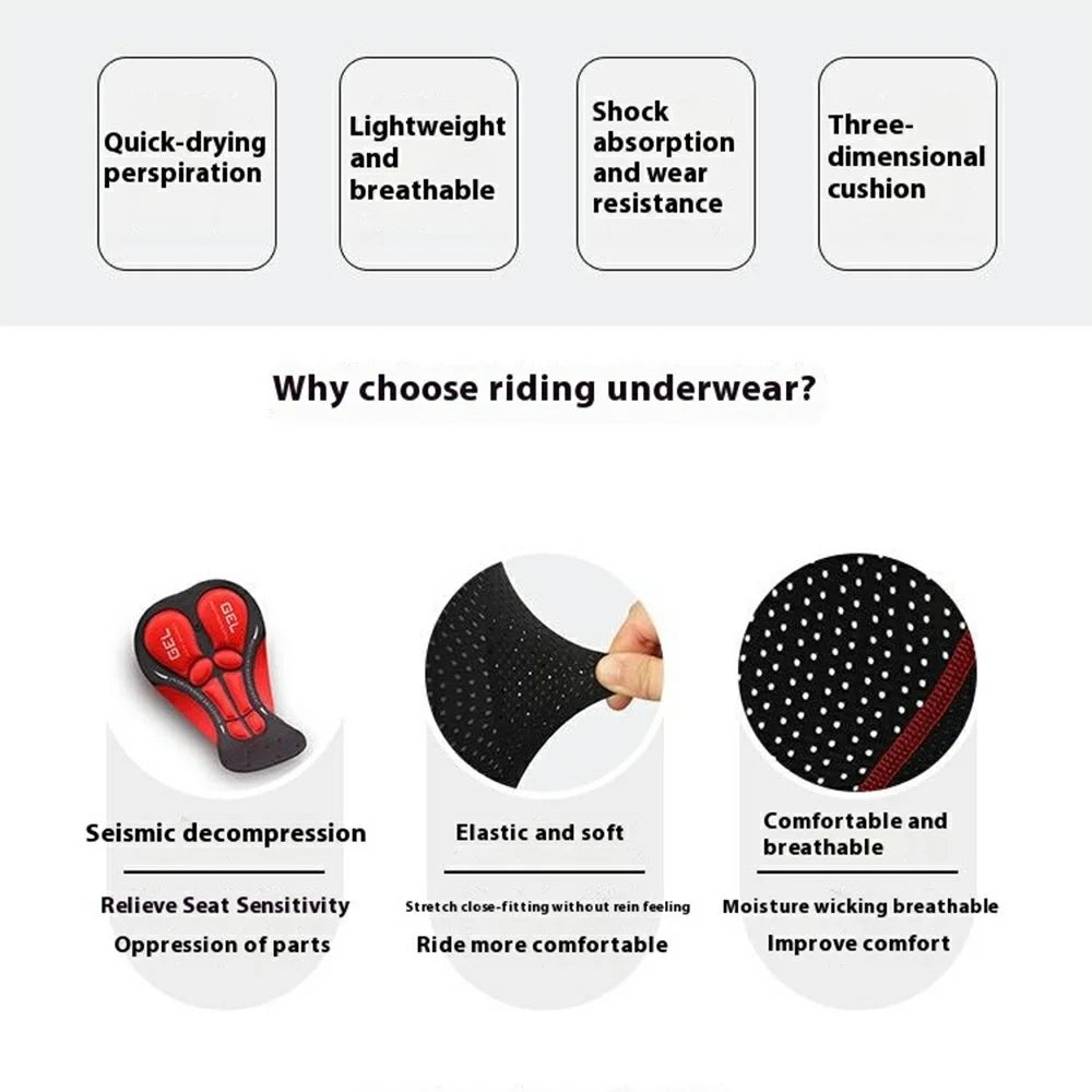 ARSUXEO 001C Outdoor Cycling Shorts Padded Breathable Quick Dry Bike Riding Boxer Briefs - Asian Size M (European Size S) - Red Line - 3