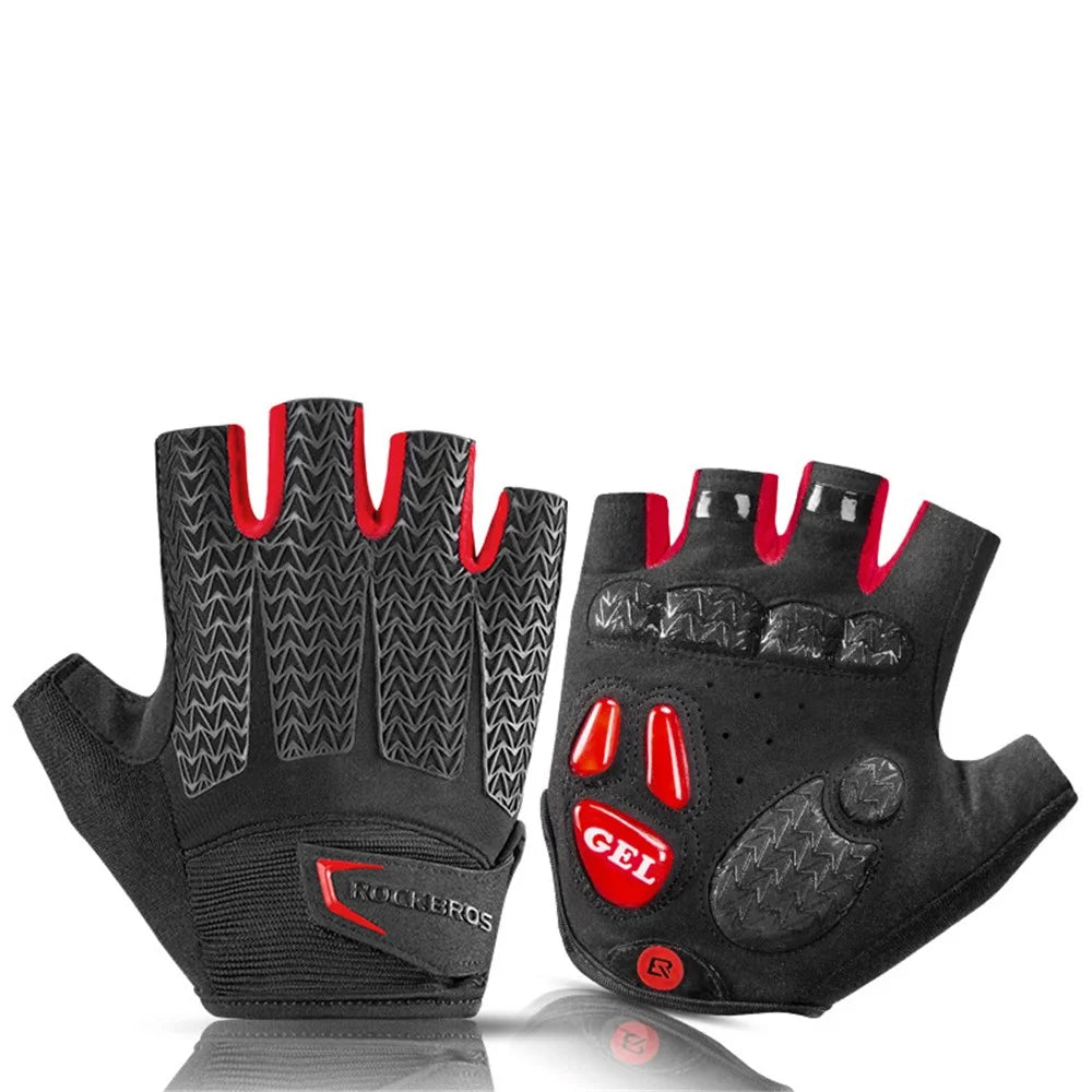 ROCKBROS S169B One Pair Half Finger Cycling Gloves Outdoor Breathable Gloves - Red/Size: XXL - 1
