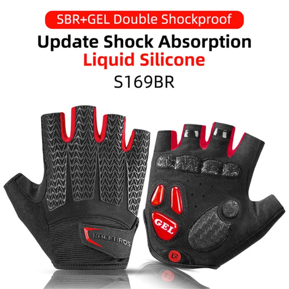 ROCKBROS S169B One Pair Half Finger Cycling Gloves Outdoor Breathable Gloves - Red/Size: XXL - 2