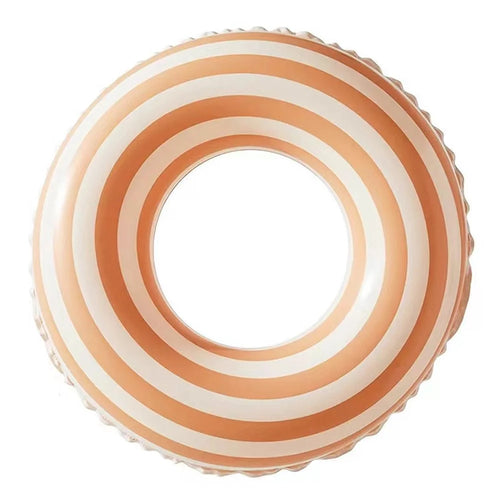 Size 80 Inflatable Retro Swim Ring Anti Flip Thickened PVC Pool Float Ring for Ages 10-15 - Orange Stripe - 1
