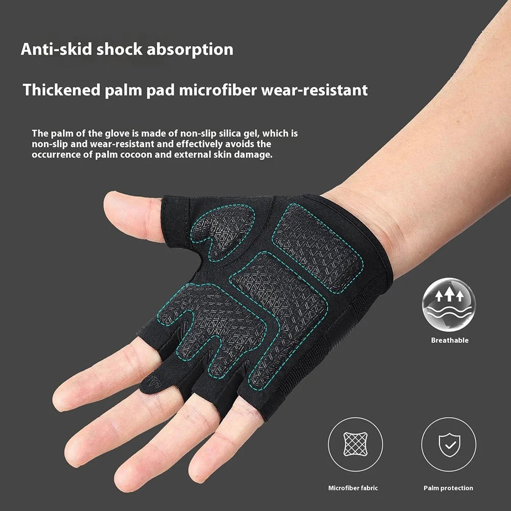 VILICO A0133 1 Pair Cycling Fishing Fitness Gloves Half Finger Weightlifting Anti-Callus Gloves - Black M - 3
