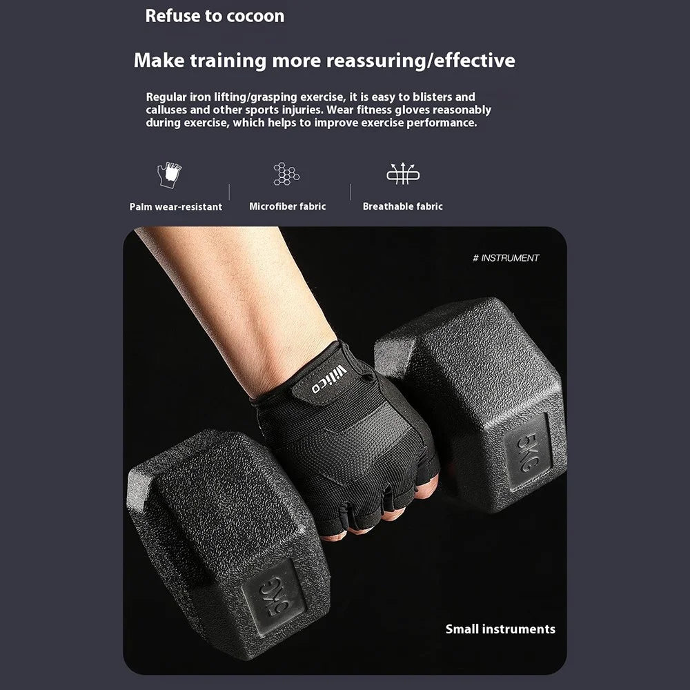 VILICO A0133 1 Pair Cycling Fishing Fitness Gloves Half Finger Weightlifting Anti-Callus Gloves - Black M - 6