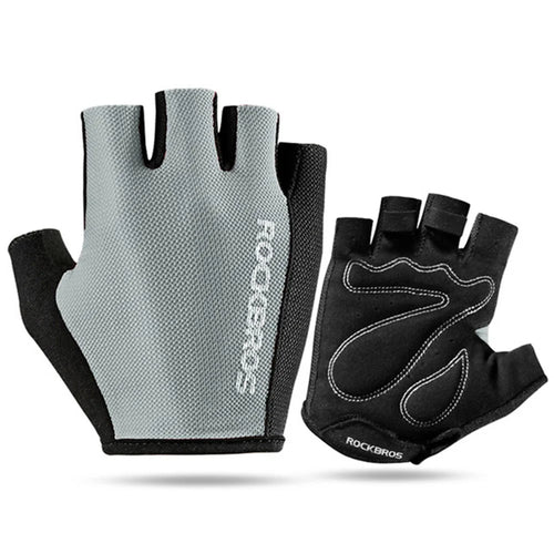 ROCKBROS Half-finger Protection Gloves Outdoor Sports Cycling Non-slip Shockproof Gloves - Grey/M - 1