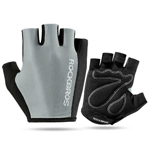 ROCKBROS Half-finger Protection Gloves Outdoor Sports Cycling Non-slip Shockproof Gloves - Grey/M - 1
