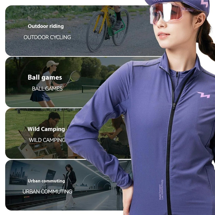 ROCKBROS TVI Series Women Cycling Sports Windbreaker Long Sleeve Breathable Windproof Jacket, Size M - Pink - 6