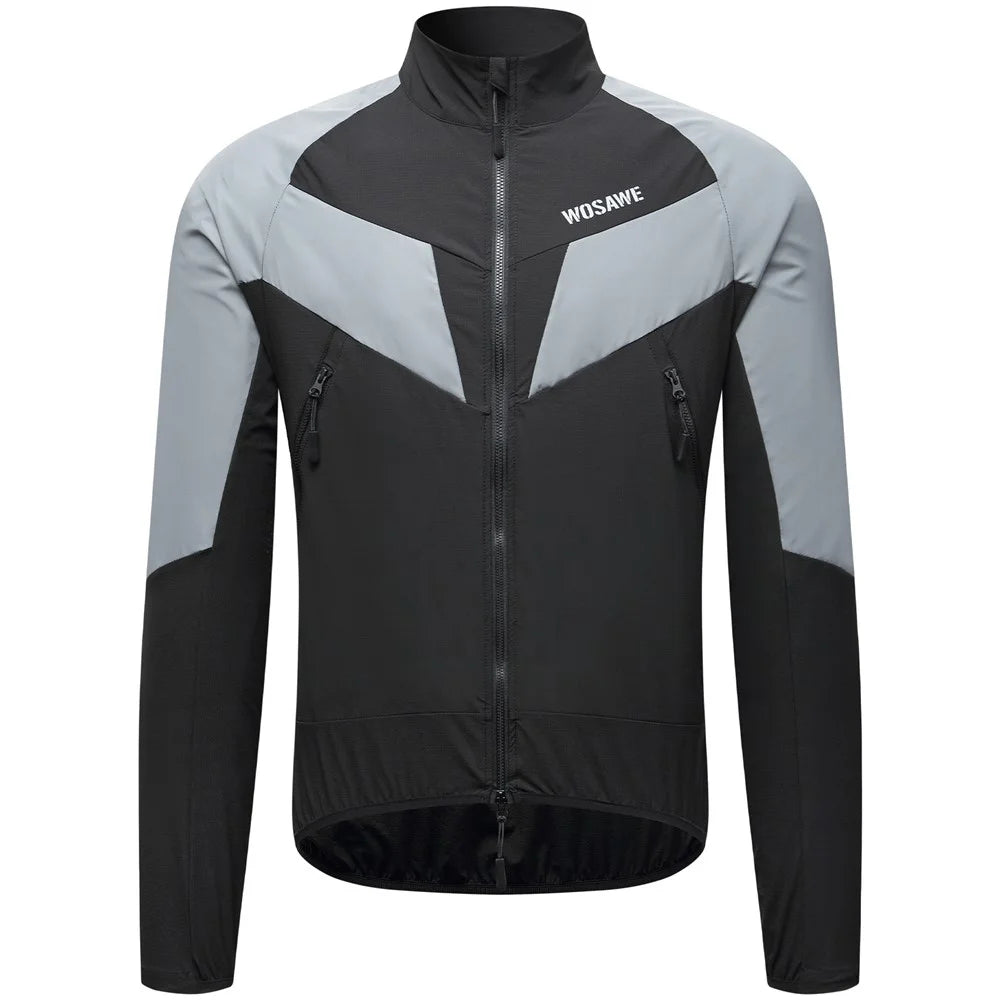 WOSAWE Spring Summer Cycling Jacket Bike Windproof Water Resistant Reflective Climbing Night Running Jacket, Asian XL / EU L - Black - 2