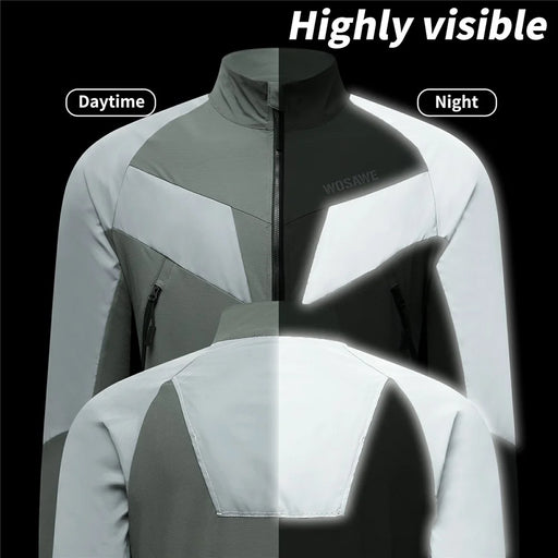 WOSAWE Spring Summer Cycling Jacket Bike Windproof Water Resistant Reflective Climbing Night Running Jacket, Asian 4XL / EU 3XL - Green - 2