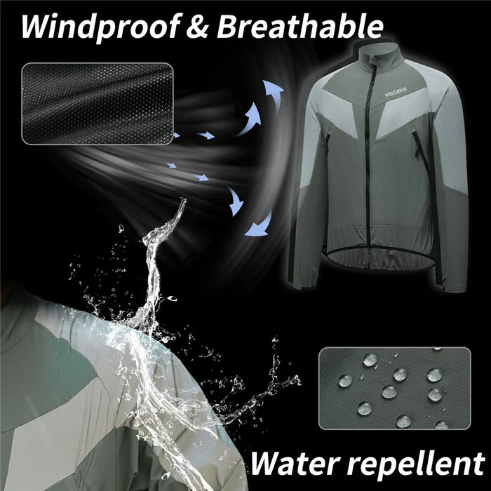 WOSAWE Spring Summer Cycling Jacket Bike Windproof Water Resistant Reflective Climbing Night Running Jacket, Asian 4XL / EU 3XL - Green - 3
