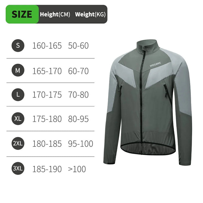 WOSAWE Spring Summer Cycling Jacket Bike Windproof Water Resistant Reflective Climbing Night Running Jacket, Asian 4XL / EU 3XL - Green - 6