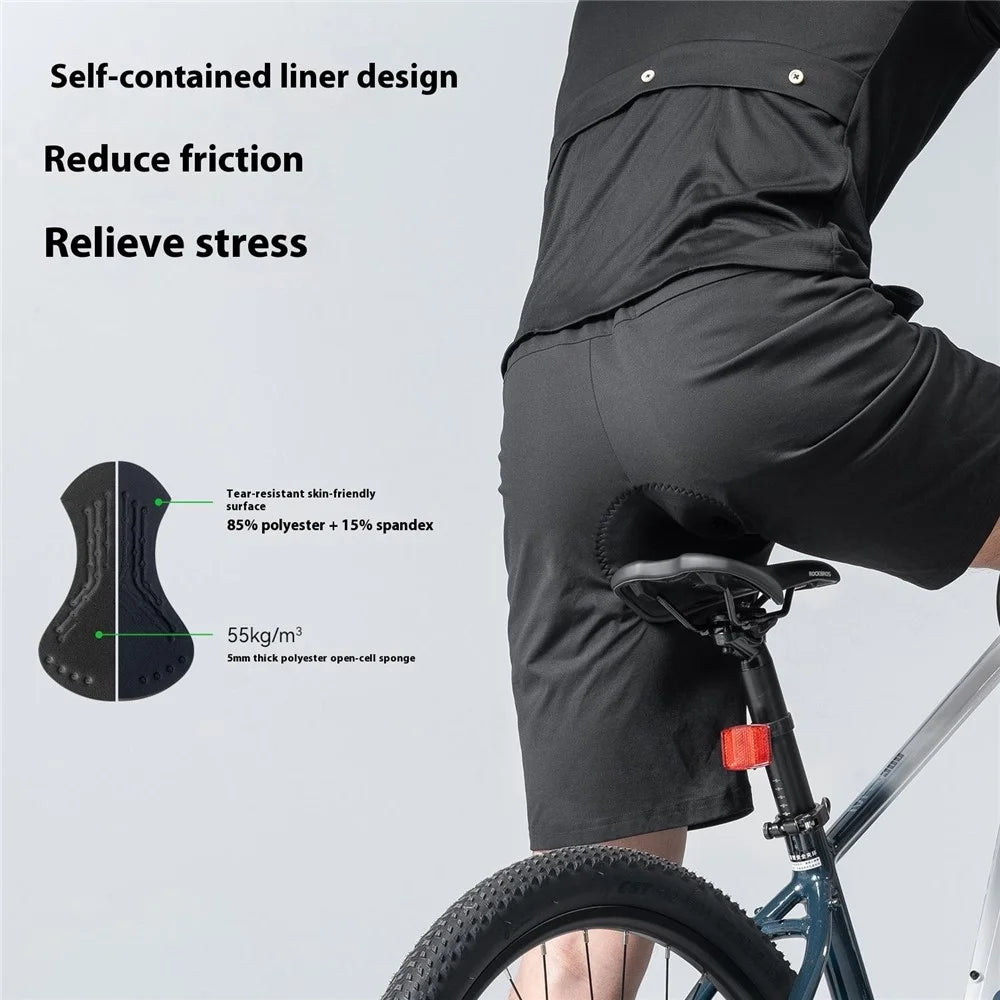 ROCKBROS RK2025-K Summer Cycling Shorts Men Padded Road Bike Casual Sports Short Pants - Black S (EU / XS) - 2