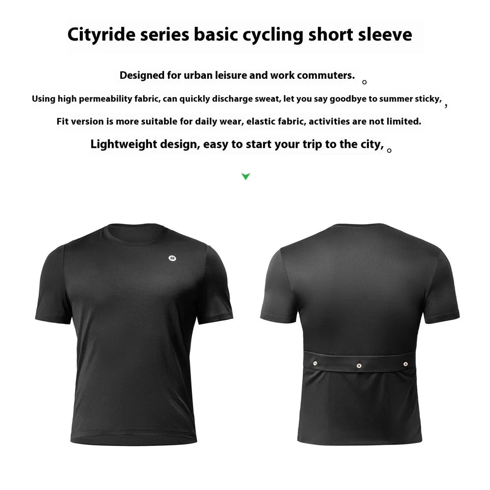 ROCKBROS Men Summer Cycling Jersey Road Bike Casual Sports Top Breathable Short Sleeve T-Shirt - Black S (EU / XS) - 4