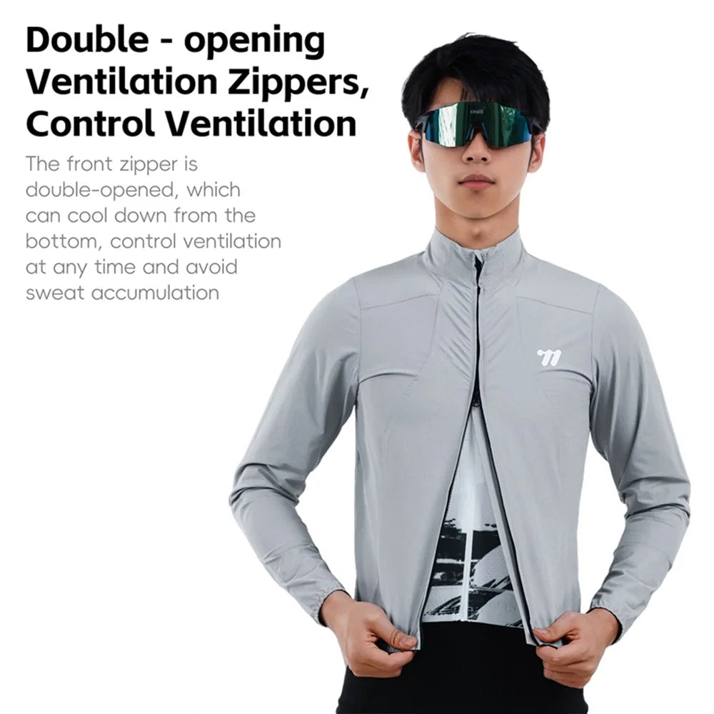 WEST BIKING YP0202341 Mountain Bike Windproof Jacket Summer Spring Lightweight Cycling Jersey Men Top - Grey S - 5