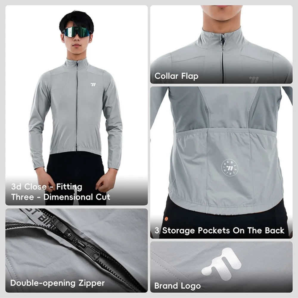 WEST BIKING YP0202341 Mountain Bike Windproof Jacket Summer Spring Lightweight Cycling Jersey Men Top - Grey S - 7