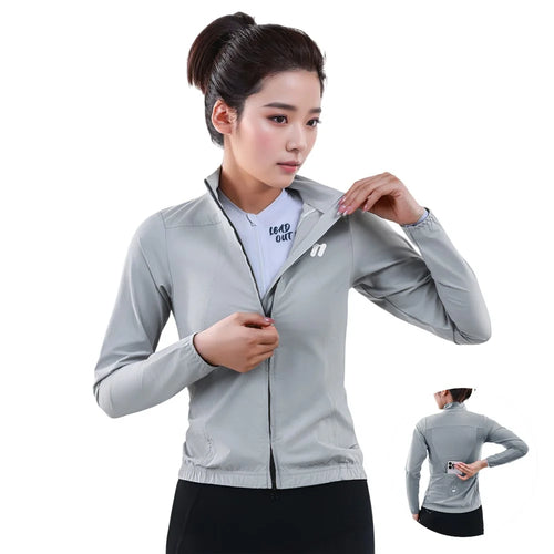 WEST BIKING YP0202341 Mountain Bike Windproof Jacket Summer Spring Lightweight Women Cycling Jersey Top - Grey S - 1