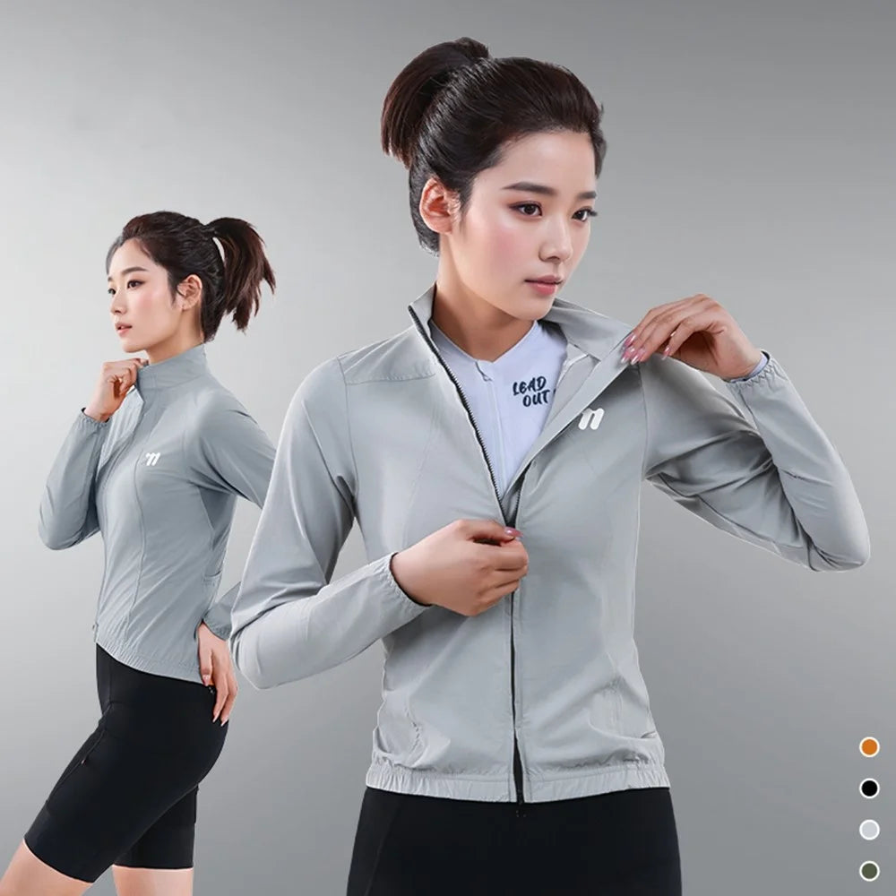 WEST BIKING YP0202341 Mountain Bike Windproof Jacket Summer Spring Lightweight Women Cycling Jersey Top - Grey S - 4