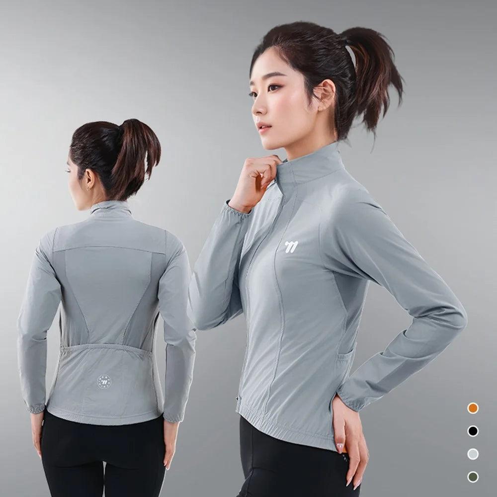 WEST BIKING YP0202341 Mountain Bike Windproof Jacket Summer Spring Lightweight Women Cycling Jersey Top - Grey S - 5