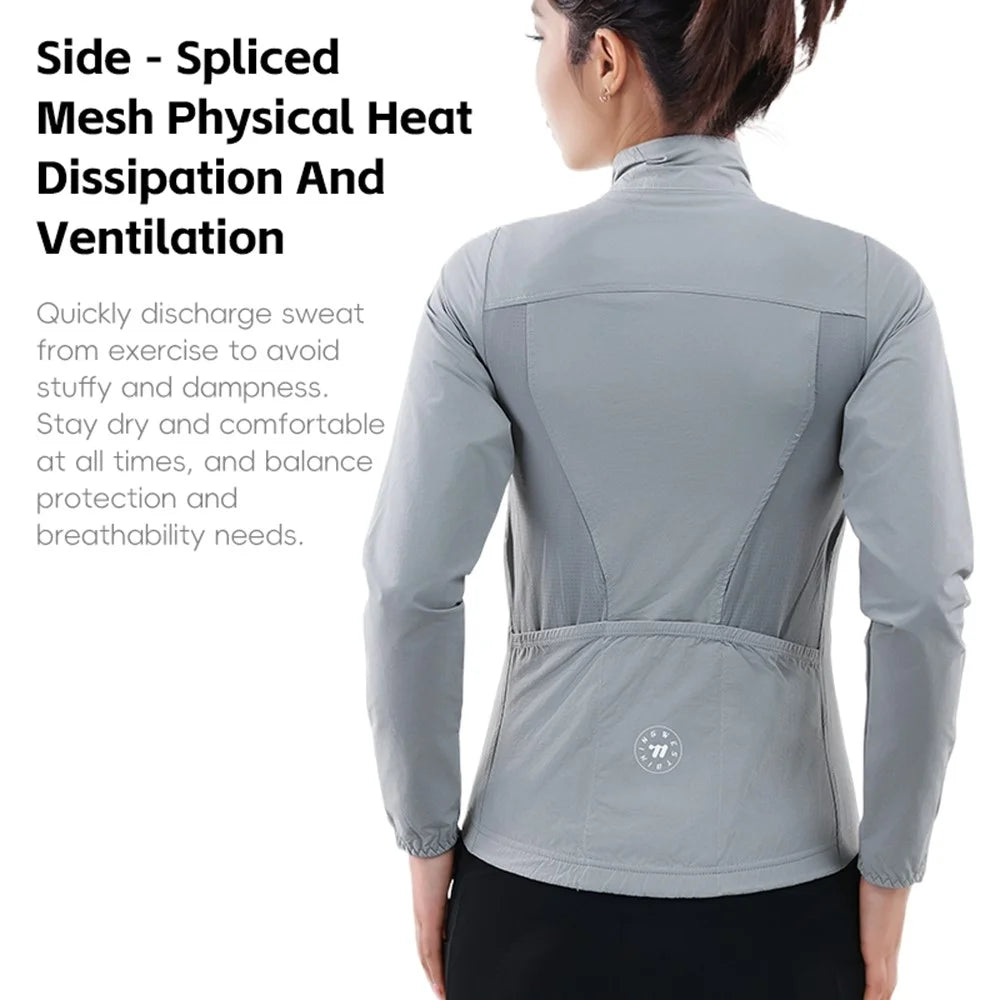 WEST BIKING YP0202341 Mountain Bike Windproof Jacket Summer Spring Lightweight Women Cycling Jersey Top - Grey S - 7
