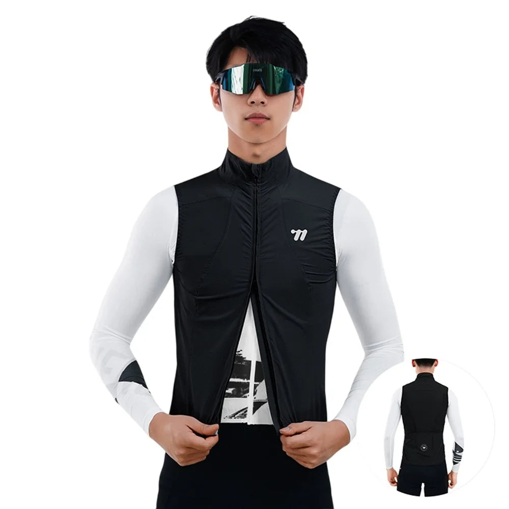 WEST BIKING YP0206179 Men Spring Summer Cycling Vest Windproof Sleeveless Jacket Road Bike Jersey - Black S - 1