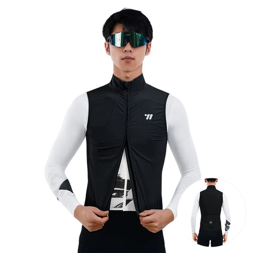 WEST BIKING YP0206179 Men Spring Summer Cycling Vest Windproof Sleeveless Jacket Road Bike Jersey - Black S - 1